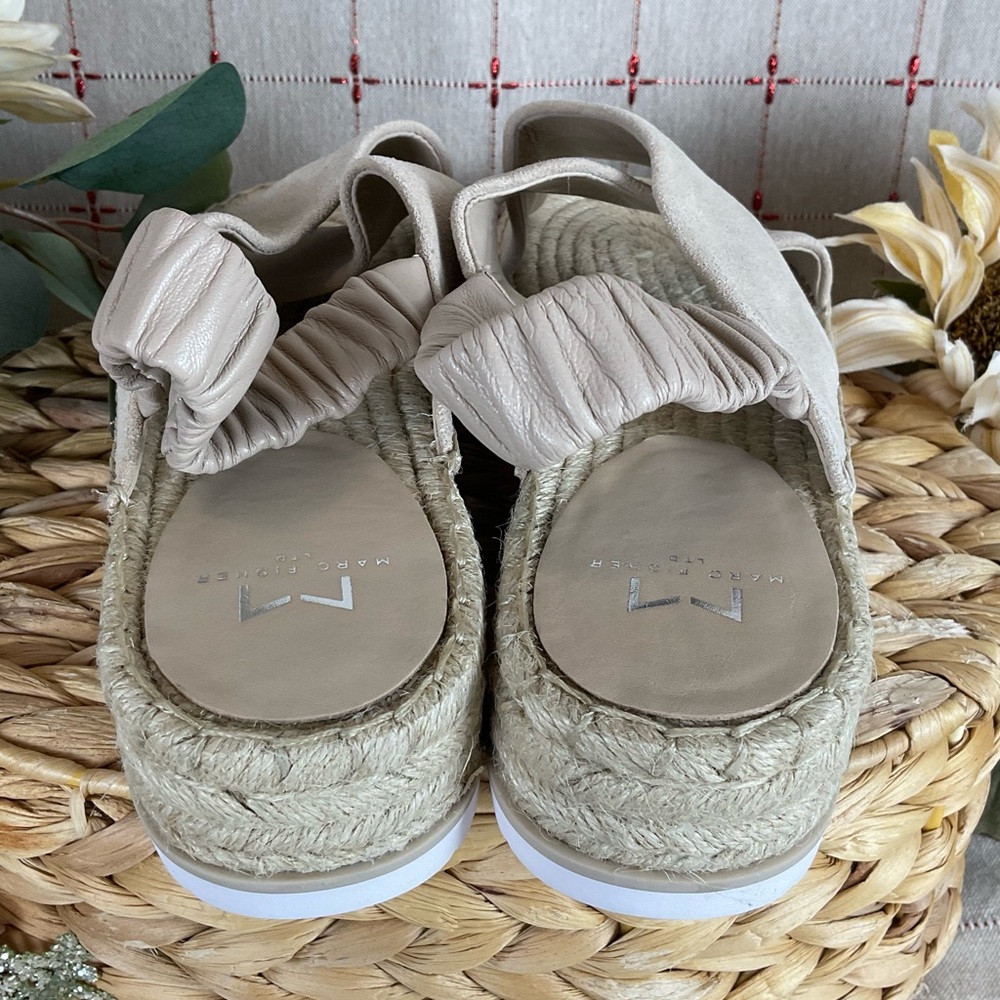 Marc Fisher LTD “Pella” Beige Suede Espadrille Platform Sandals Sz 10 Soft Comfy - Picture 4 of 6